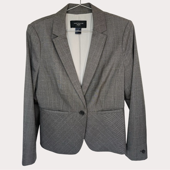 Ann Taylor Plaid One-Button Blazer Career Wear Office Professional Jacket 10 P - Picture 1 of 14